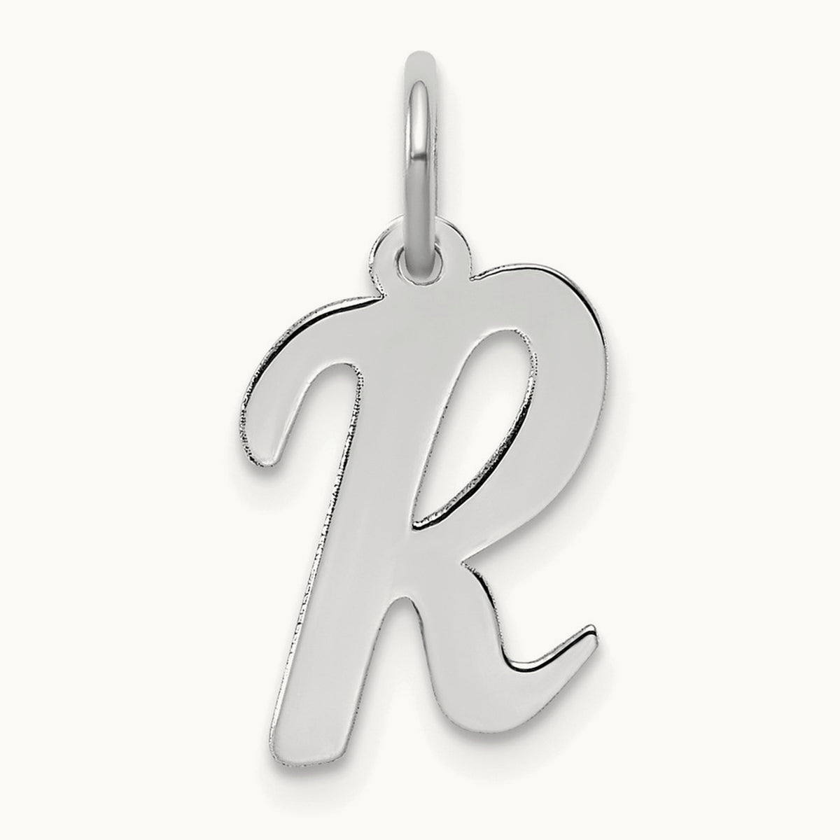 Medium Script Initial Charm — 14K White Gold, R