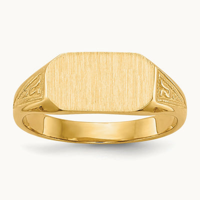 8.5x5. Closed Back Childs Signet Ring, 0mm, 14K