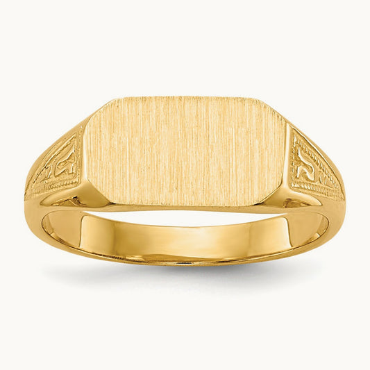 8.5x5. Closed Back Childs Signet Ring, 0mm, 14K