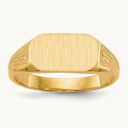 8.5x5. Closed Back Childs Signet Ring, 0mm, 14K
