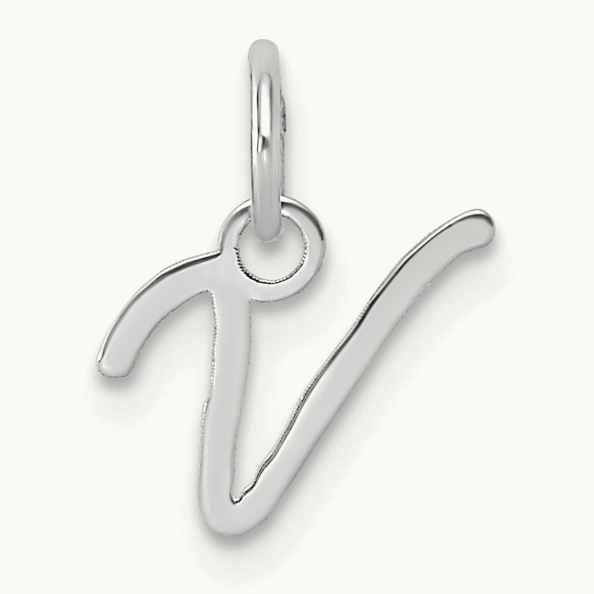 Uppercase Initial Charm — 14K White Gold, V