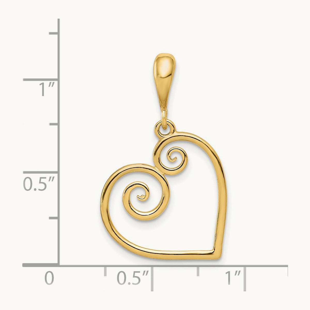 Polished Swirl Heart Pendant, 14K