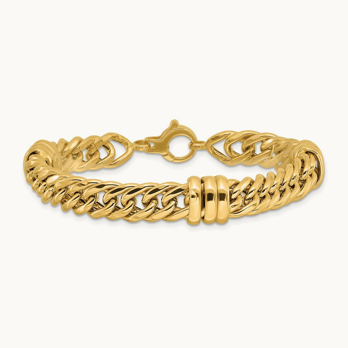 Polished Fancy Link Bracelet, 14K