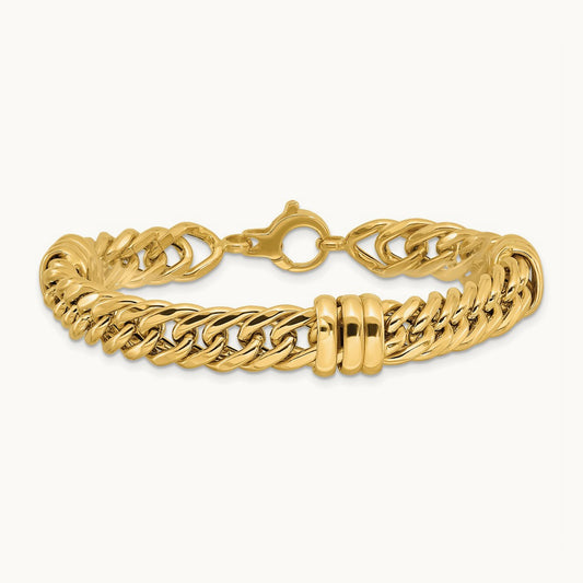 Polished Fancy Link Bracelet, 14K