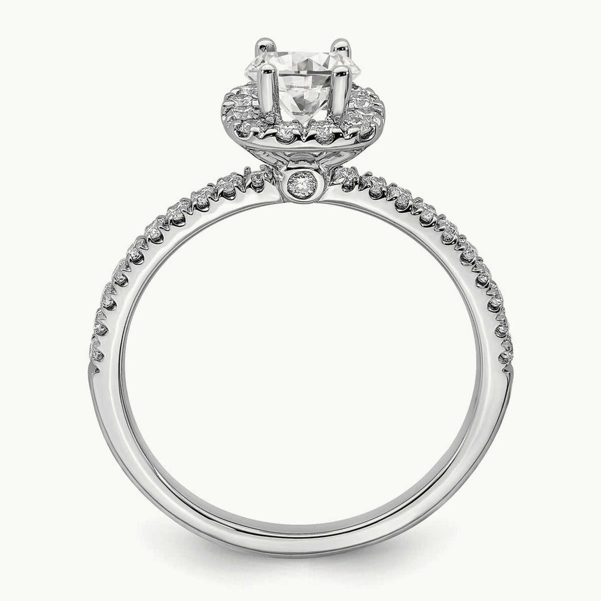 Round Halo Engagement Ring, 0.75-1.00 ct tw Lab-Grown Diamond — 3/4 ct, 14K White Gold