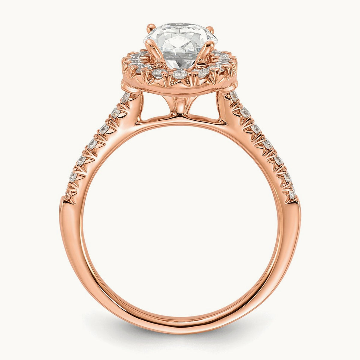 Oval Semi-Mount Halo Engagement Ring, 0.25-0.50 ct tw Lab-Grown Diamond — 1/2 ct (holds 1 1/2 ct center) · VS/SI (Great), 14K Rose Gold, 7