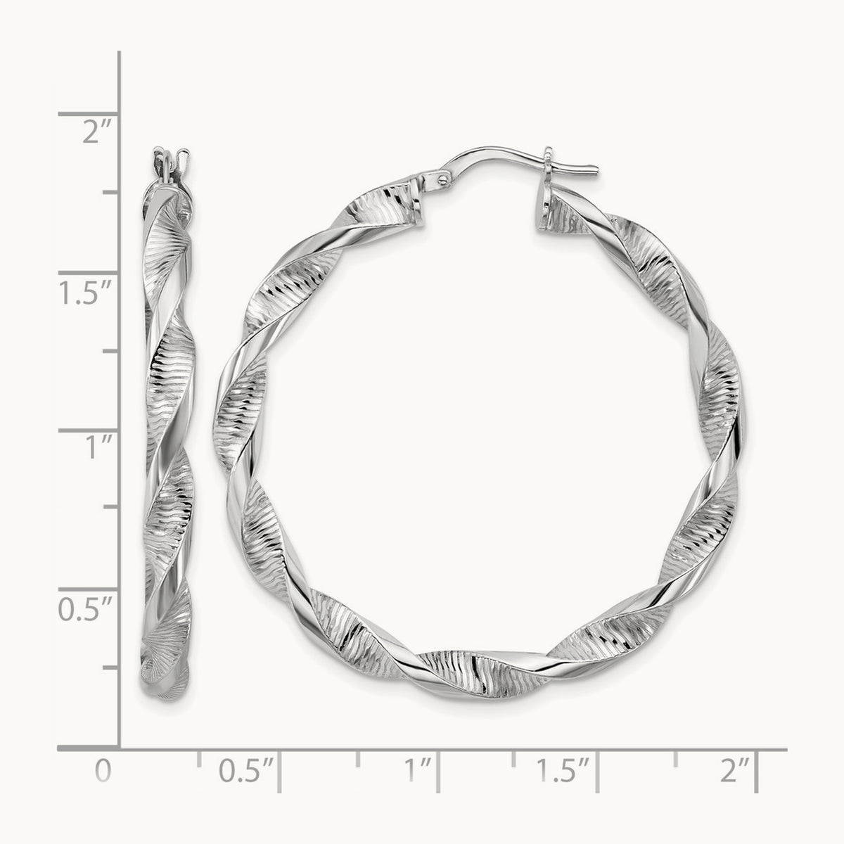 RH-plat Polish/Textured Twist Hoop Earrings, Sterling Silver — Leslie's
