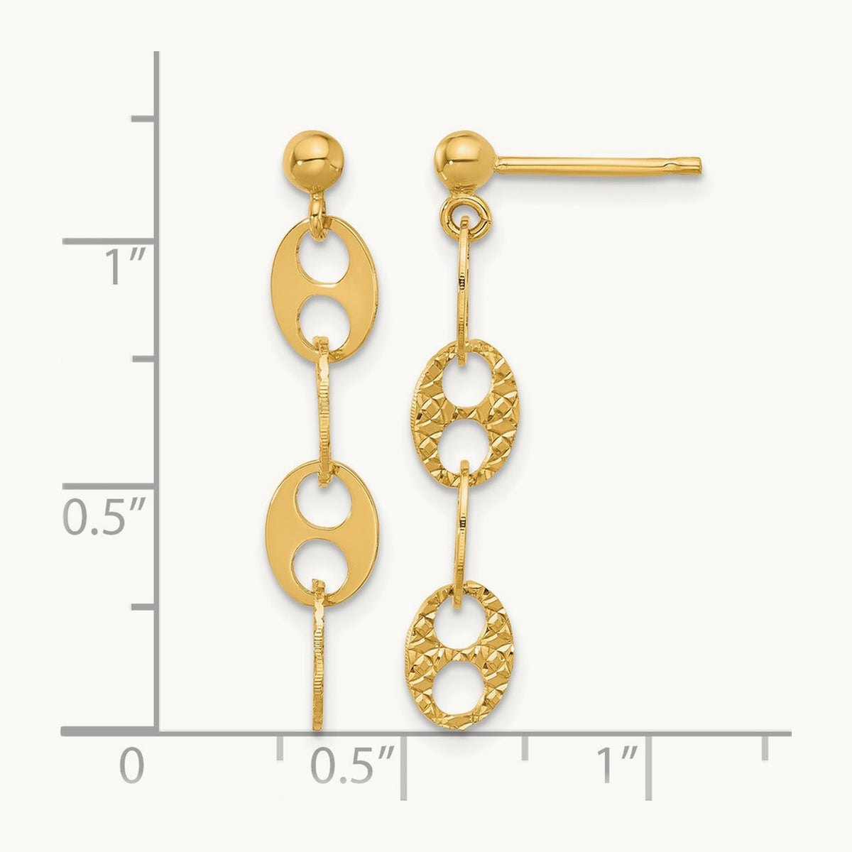 Polished and Textured Fancy Link Dangle Earrings, 14K — Leslie's