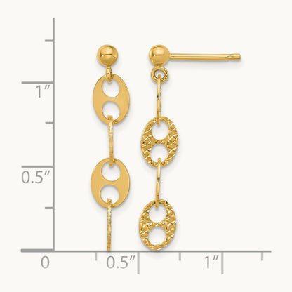 Polished and Textured Fancy Link Dangle Earrings, 14K — Leslie's
