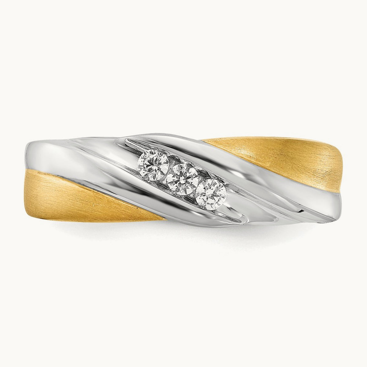 Diamond Men's Ring, 14K White with Yellow Gold