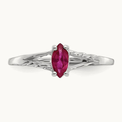 Ruby Birthstone Ring, 14K White Gold