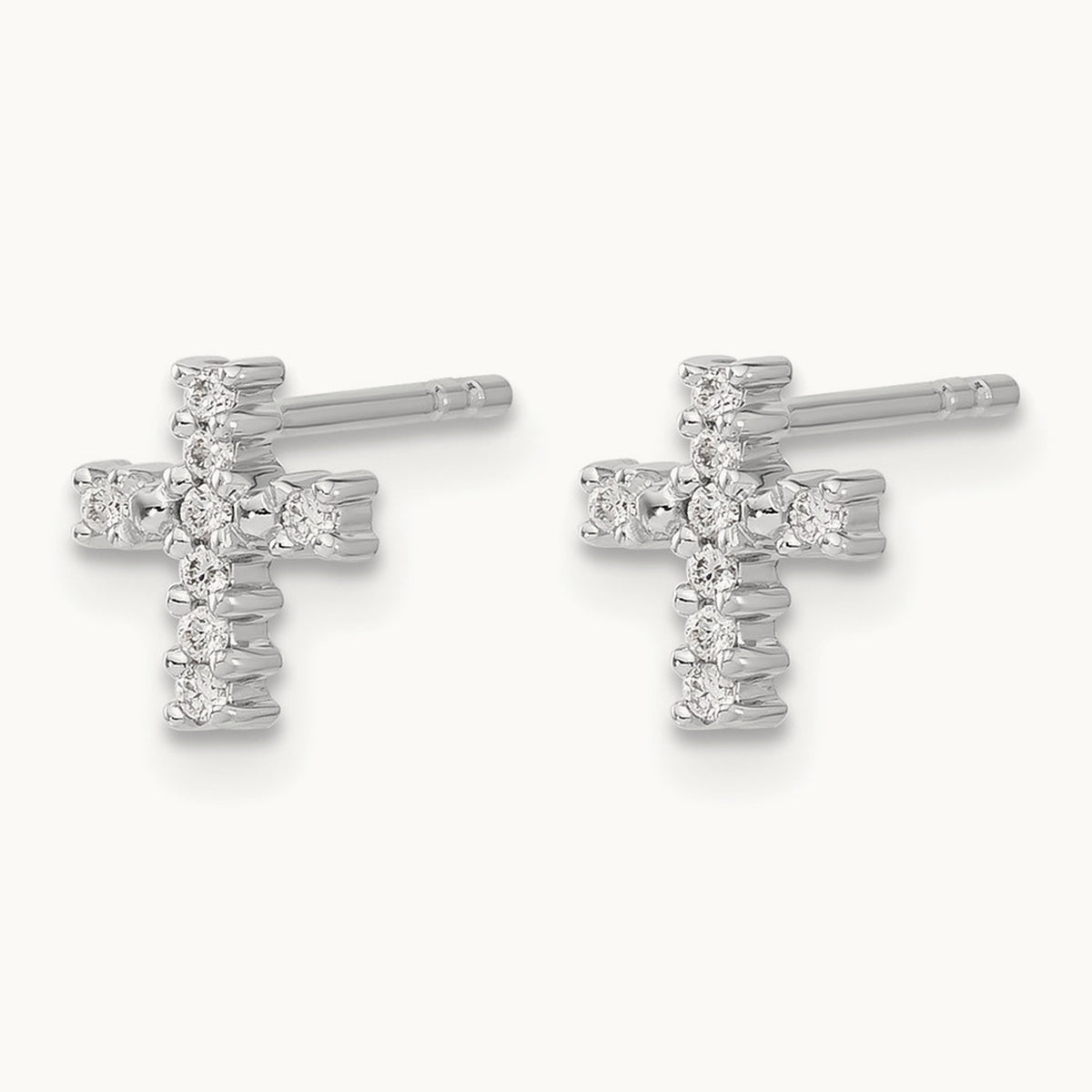 Cross Post Earrings, 0.10-0.20 ct tw Lab-Grown Diamond — 1/10 ct, 14K White Gold