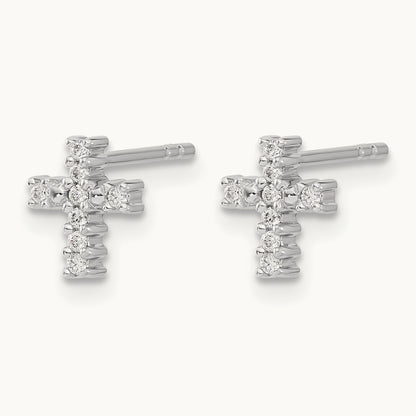 Cross Post Earrings, 0.10-0.20 ct tw Lab-Grown Diamond — 1/10 ct, 14K White Gold