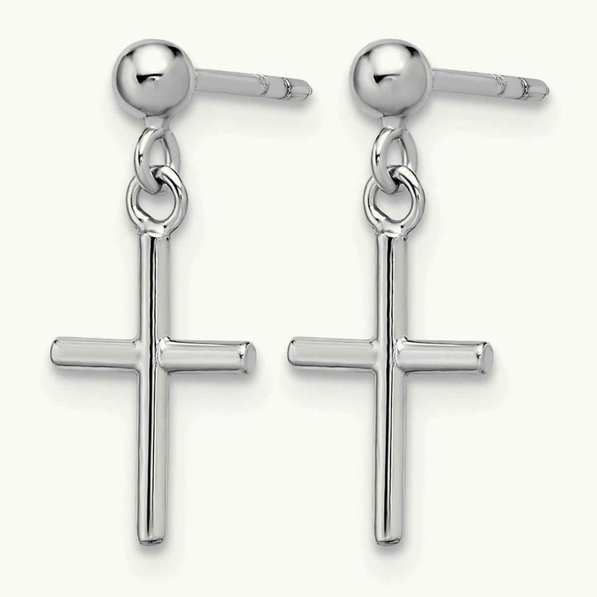 Cross Post Drop Earrings, 14K White Gold — Leslie's