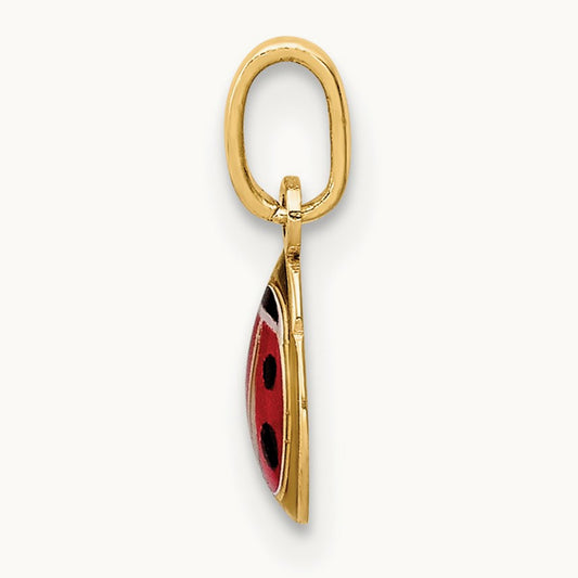 Enamel Ladybug Charm, 14K