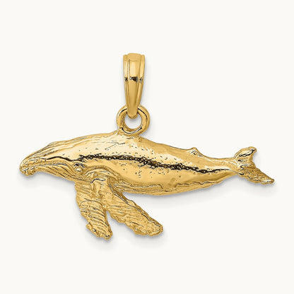 2-D Whale Charm, 14K