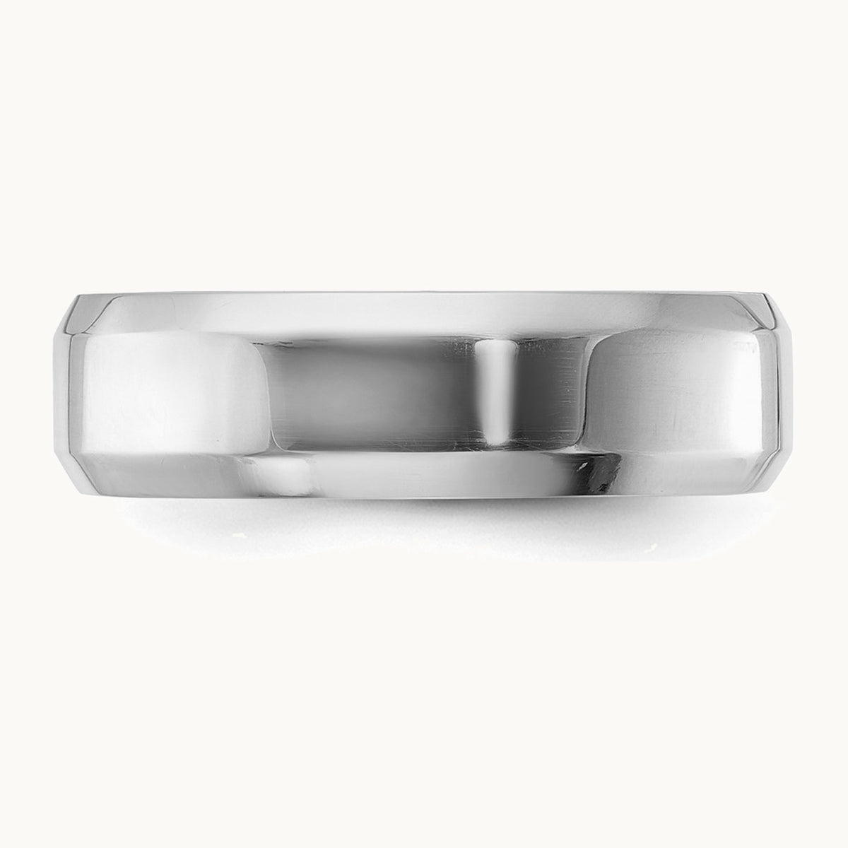 Rhodium-plated Bevel Edge Band — photo set