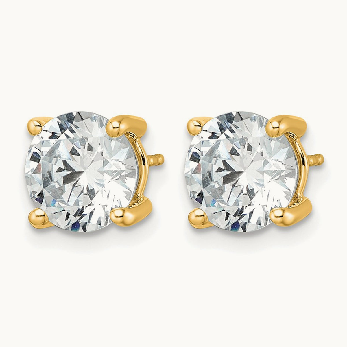 Round Lightweight Earrings, 0.25-6.00 ct tw Lab-Grown Diamond — 5 ct, 14K Yellow Gold