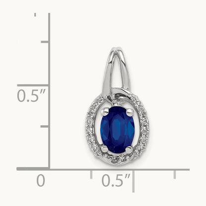 Diamond and .85 Sapphire Halo Pendant — 14K White Gold