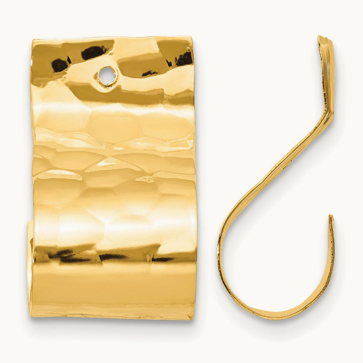 Polished Hammered Earring Jackets, 14K