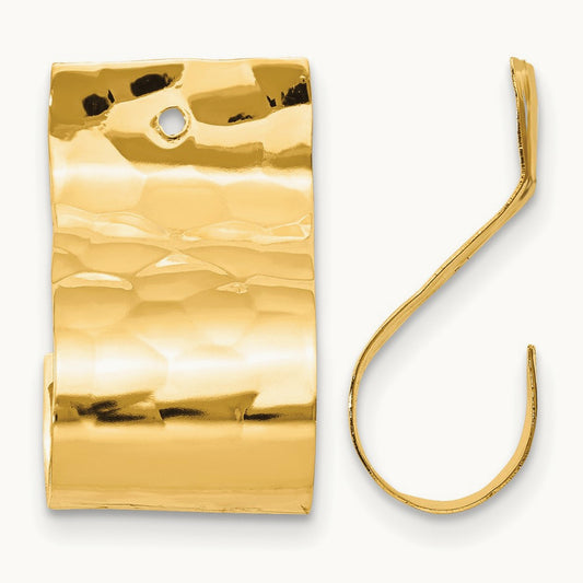 Polished Hammered Earring Jackets, 14K