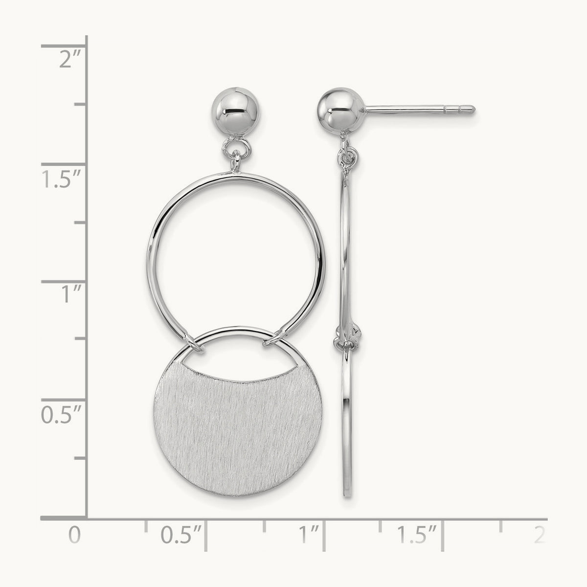 SS RH-plated Polished/Brushed Circles Dangle Post Earrings — Leslie's