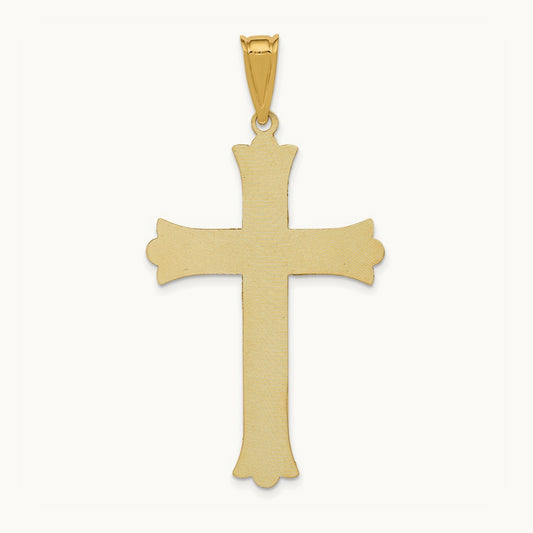 Polished Satin D/C Crucifix Cross Pendant, 14K Two-tone