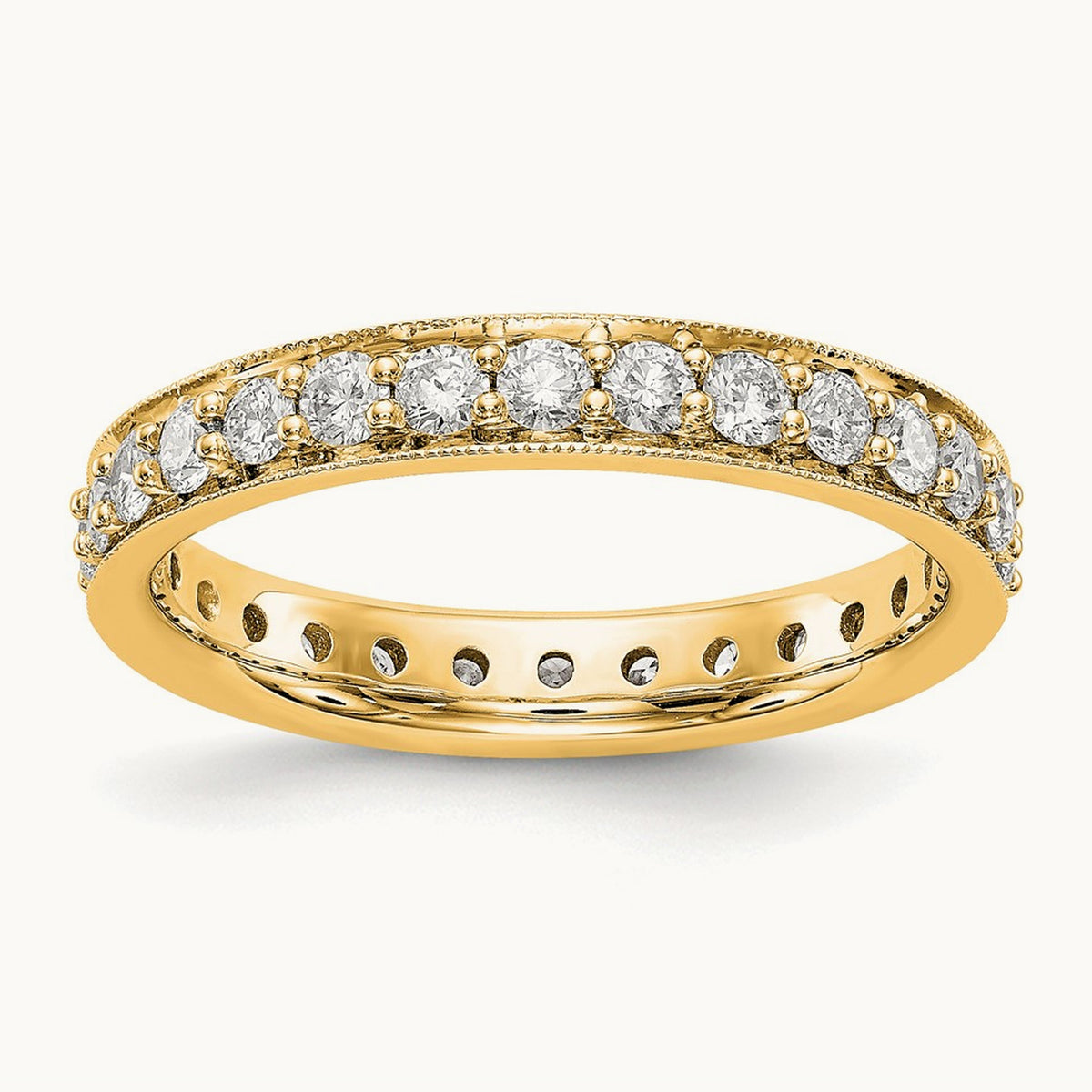 Polished Vintage Diamond Eternity Band, 1.00 ct tw — 14K Yellow Gold