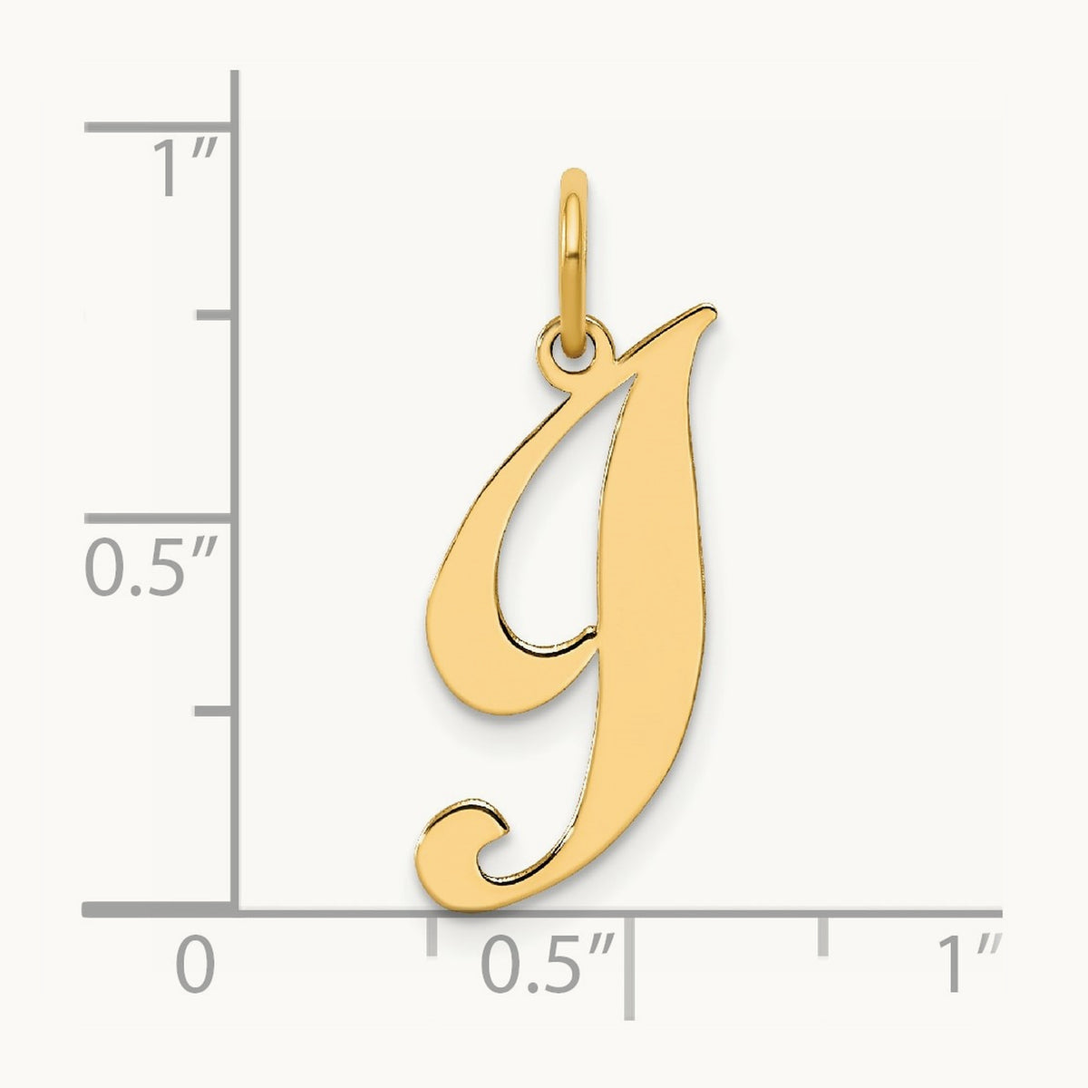 Medium Fancy Script Initial Charm — 14K Yellow Gold, I