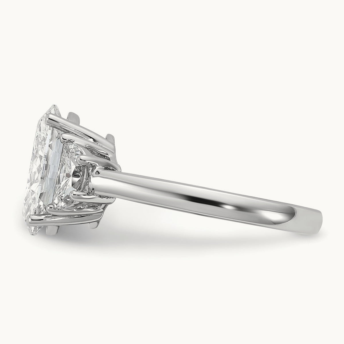 Half Moon and Oval Semi-Mount Engagement Ring, 0.50-1.00 ct tw Lab-Grown Diamond — 5/8 ct, 14K White Gold