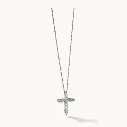 Diamond Cross 18 inch Necklace, 14K White Gold