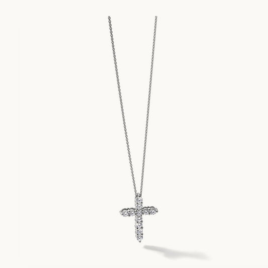 Diamond Cross 18 inch Necklace, 14K White Gold