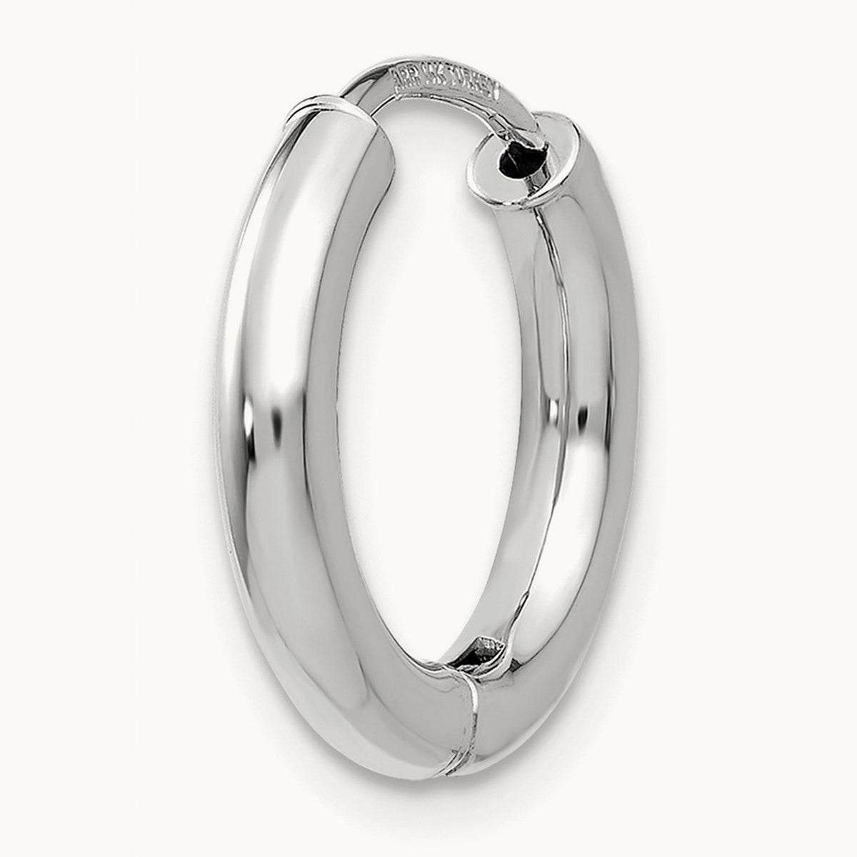 Single 14K White Gold Polished Hollow Hinged Hoop Earring