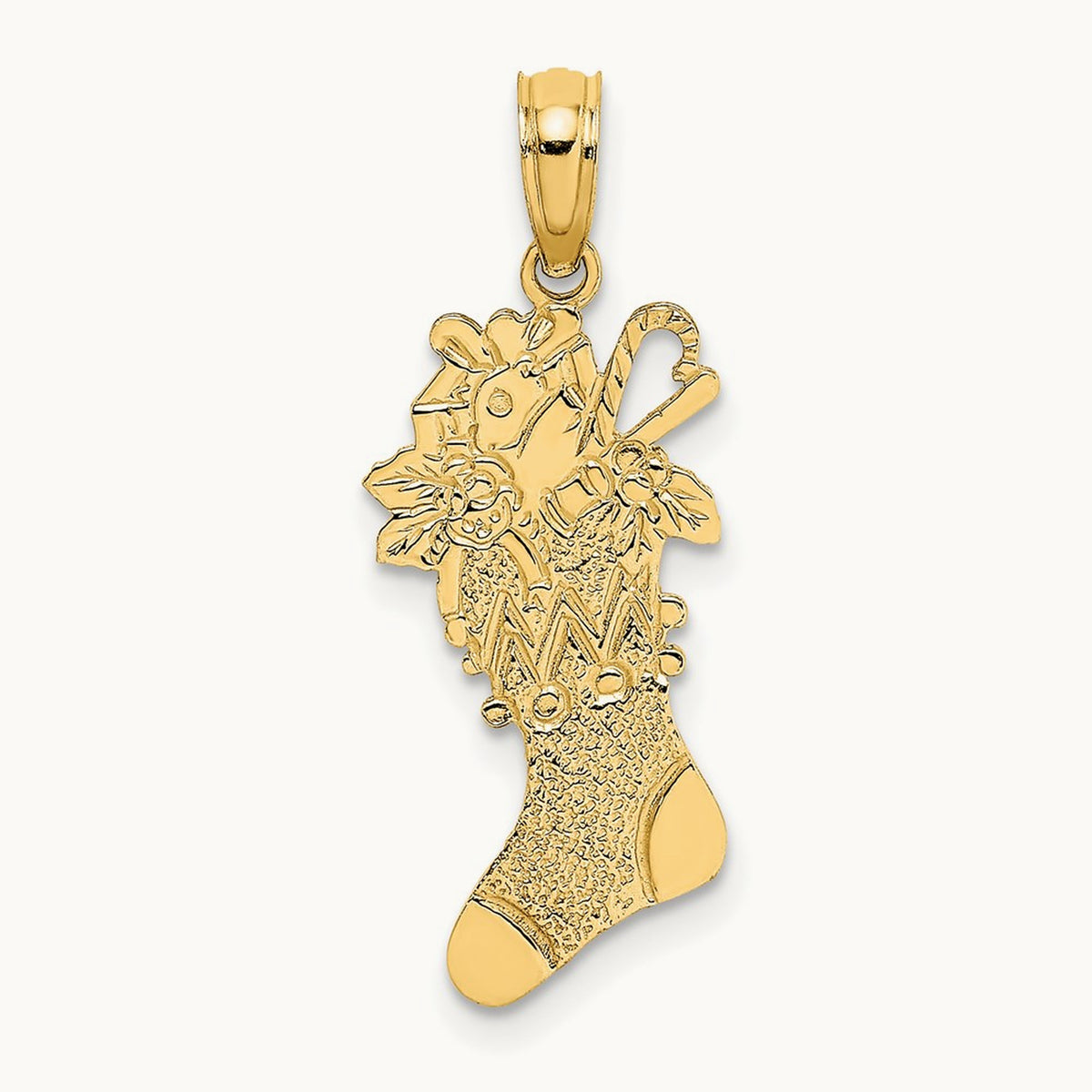 Polished Christmas Stocking Charm, 14K