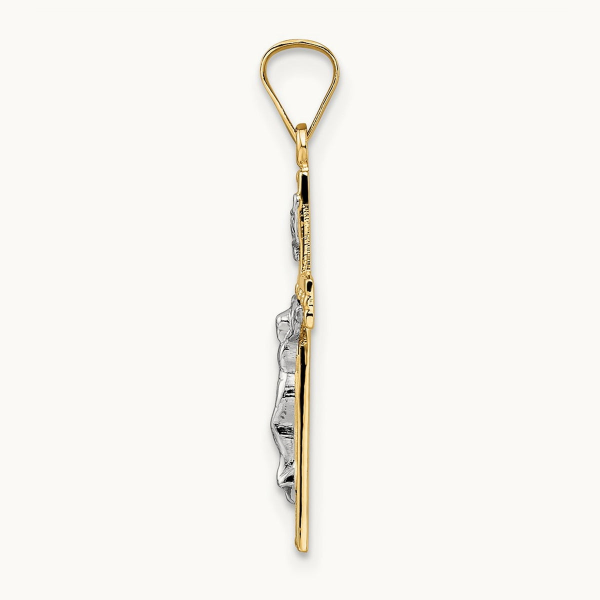 Polished Solid INRI Crucifix Pendant — 27.3mm