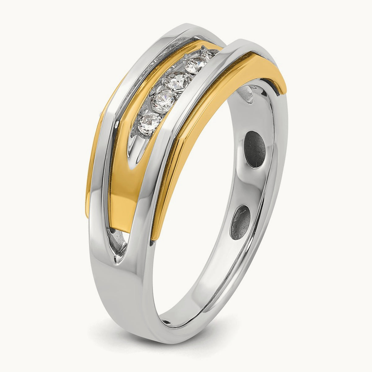 IBGoodman Men's Polished 5-Stone Diamond Ring, 14K Two-tone
