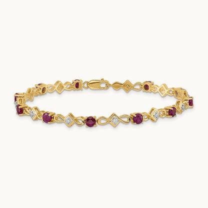 Diamond and Ruby Bracelet, 14K