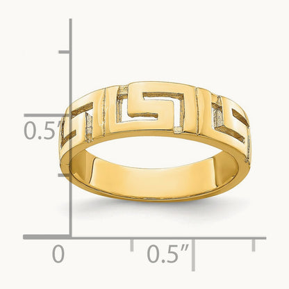 Greek Key Band w/ Tapered Shank Ring, 14K