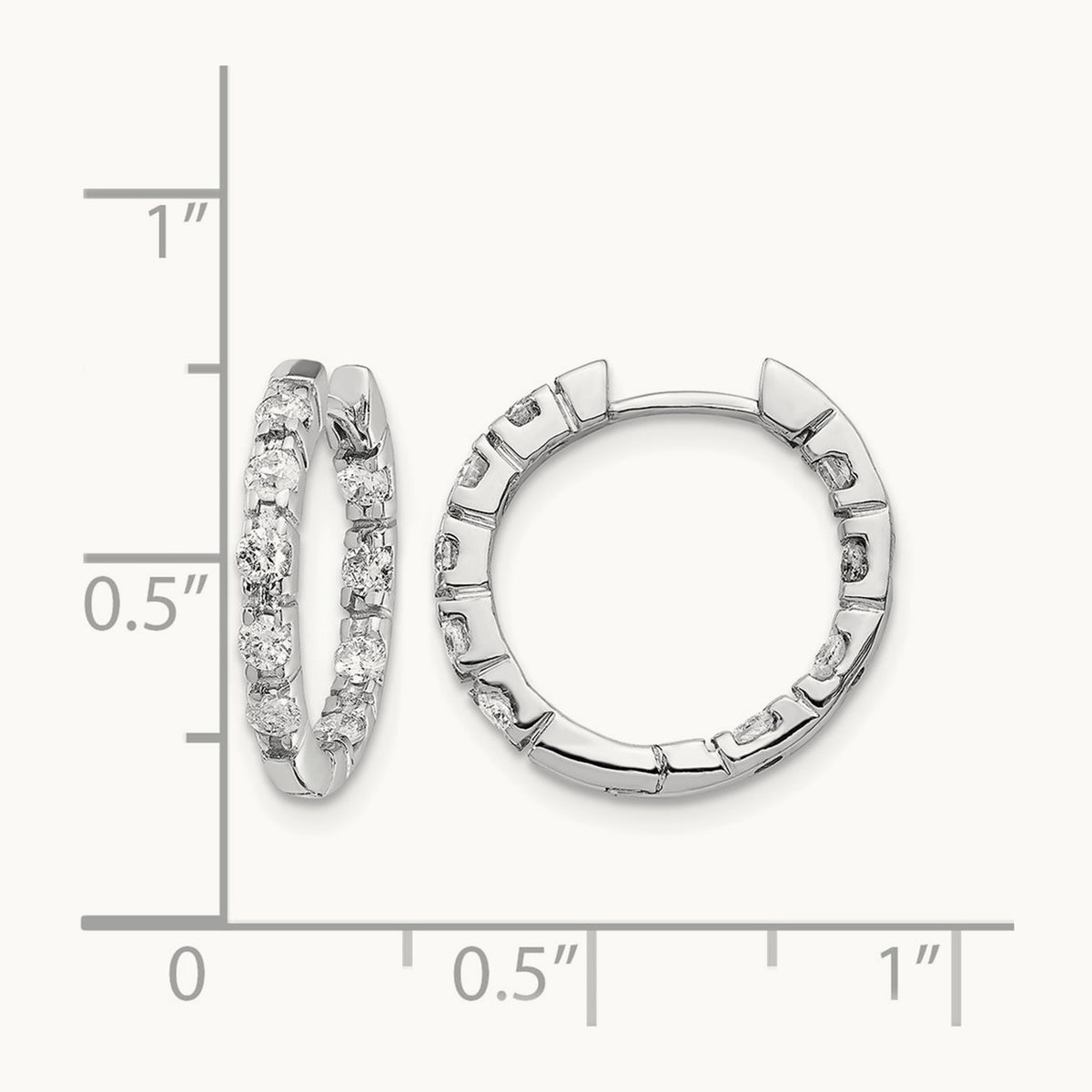 A Diamond Hinged Hoop Earrings, 14K White Gold