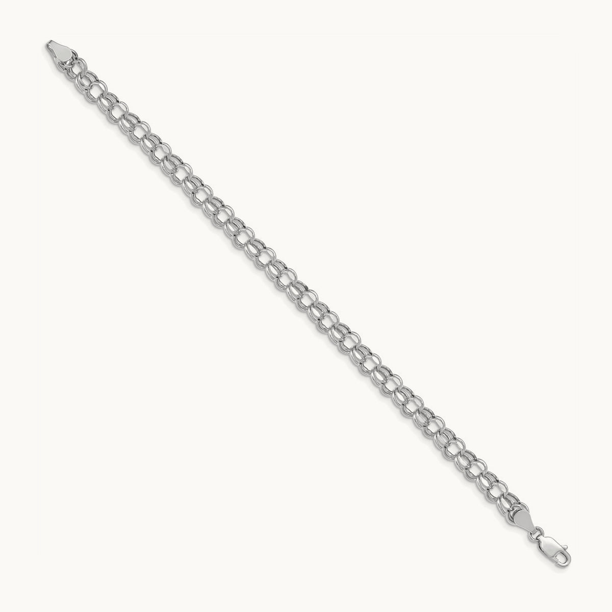 7in Hollow Double Link Charm Bracelet — 14K White Gold, 5.5mm