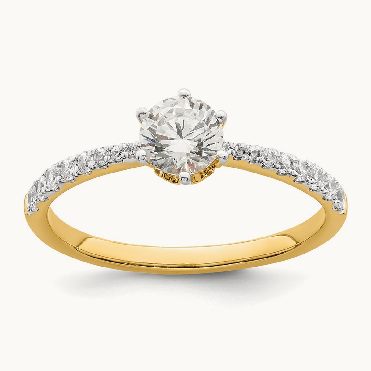 1/2ct Round Leaf Design Semi-Mount Dia Ring, 14K Gold