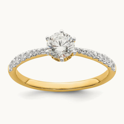 1/2ct Round Leaf Design Semi-Mount Dia Ring, 14K Gold