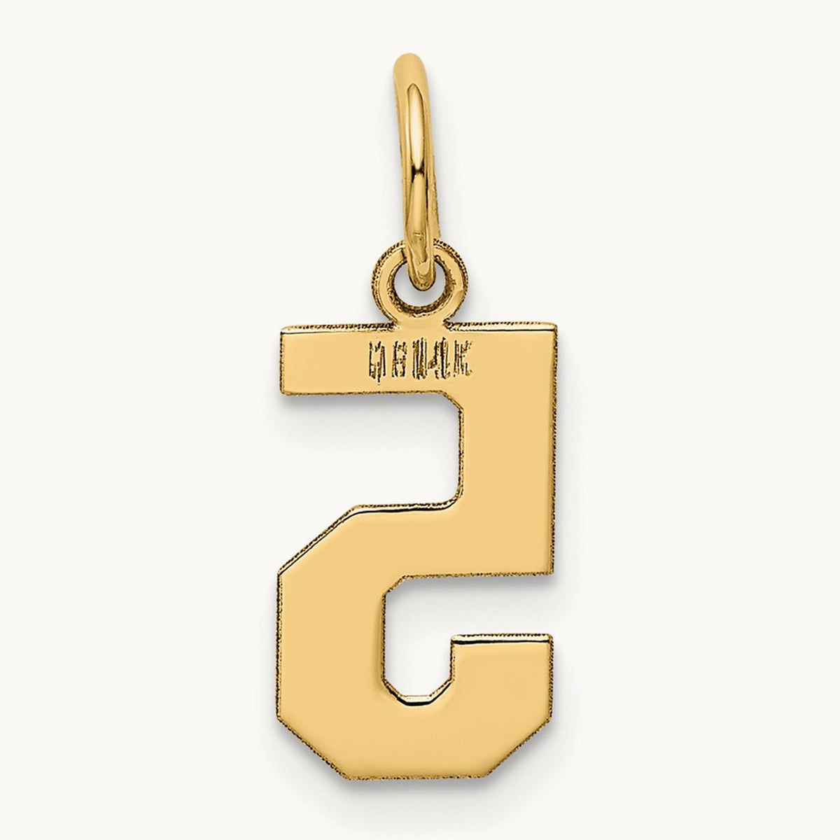 Small Polished Number 5 Charm — 14K Yellow Gold