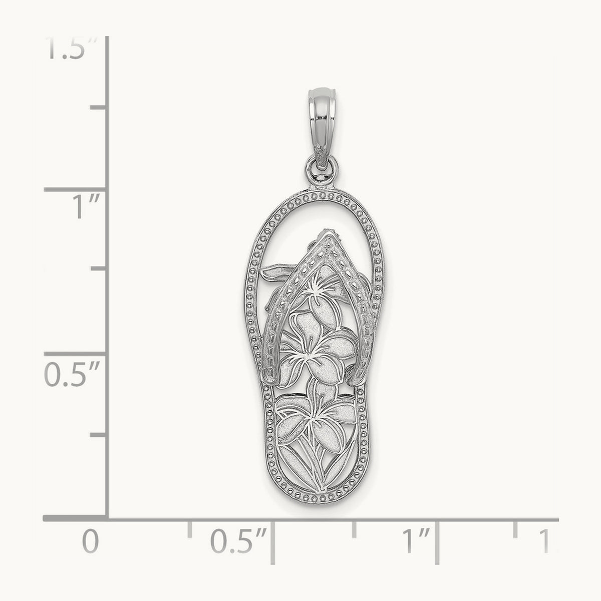Polished Multi Flower Flip-Flop Charm — 14K White Gold