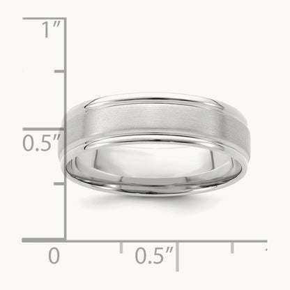 Standard Comfort Fit Brush Satin Fancy Band, 14K White Gold