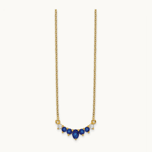 Sapphire and Diamond 18 inch Necklace, 14K