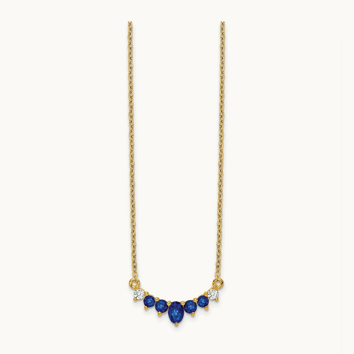 Sapphire and Diamond 18 inch Necklace, 14K