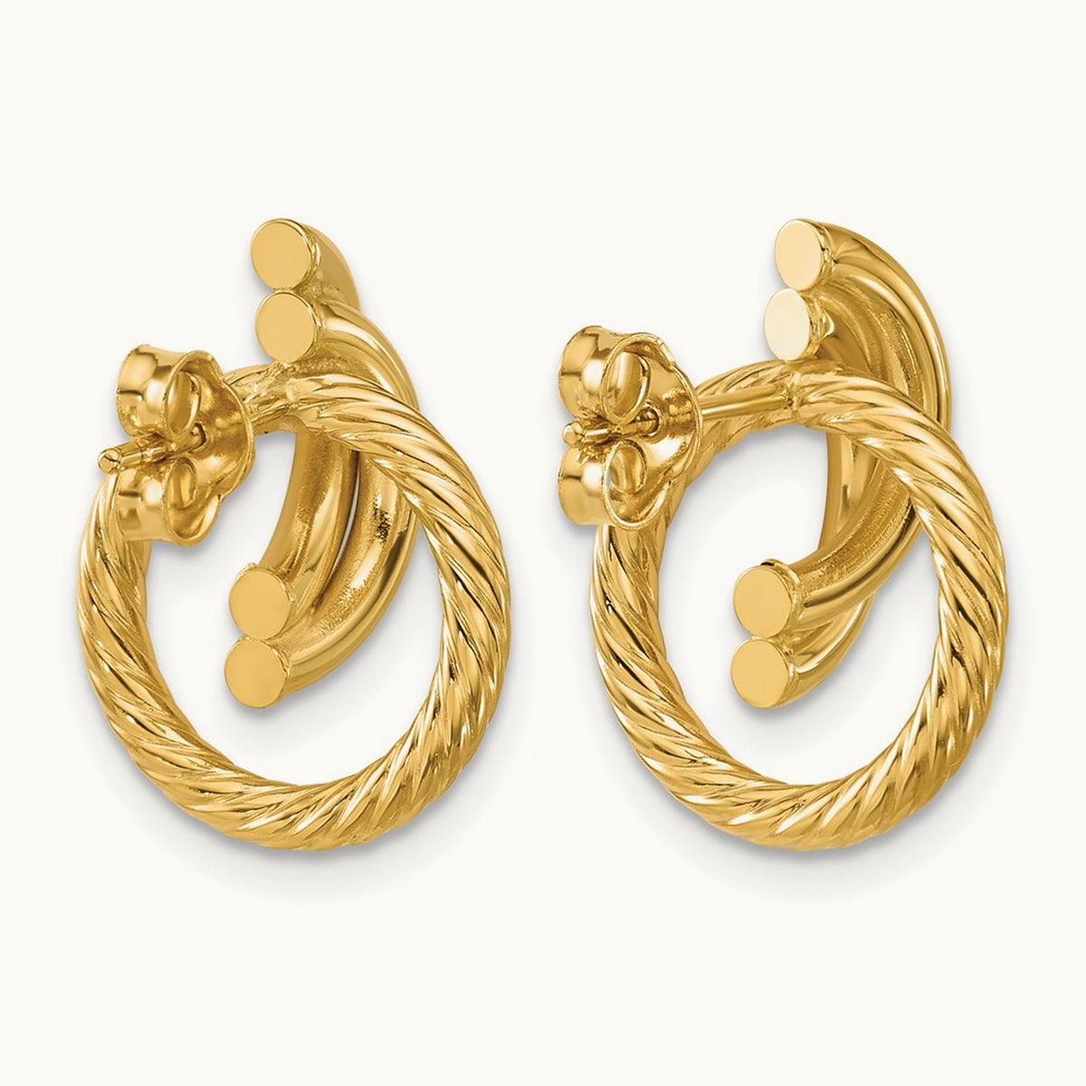 Polished and Twisted Circles Drop Post Earrings, 14K — Leslie's