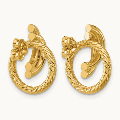 Polished and Twisted Circles Drop Post Earrings, 14K — Leslie's