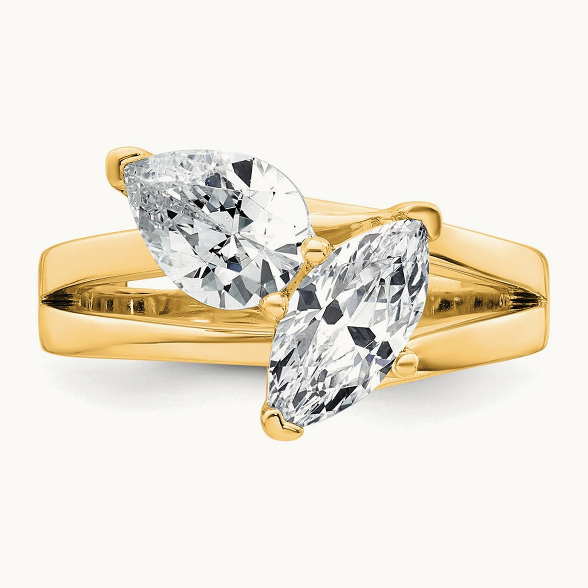 Marquise & Pear 2 Stone Engagement Ring, 2.00 ct tw Lab-Grown Diamond — 14K Yellow Gold